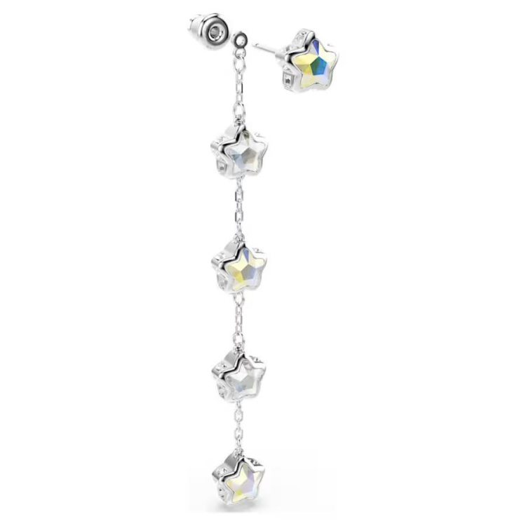 Chroma earrings Mixed cuts, Star, White, Rhodium plated